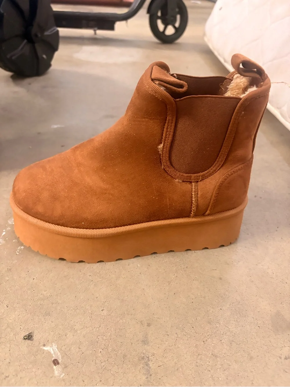 Suede Platform Chelsea Ankle Boots — Chestnut Brown